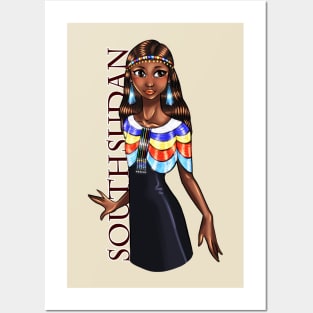 Black is Beautiful - South Sudan pride African Heritage Melanin Girl in traditional outfit Posters and Art